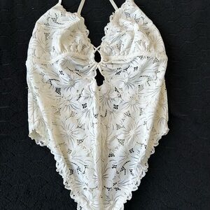Aerie cream/white Large lace bodysuit